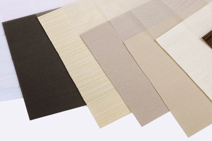 Mustertafel der Rollostoffe